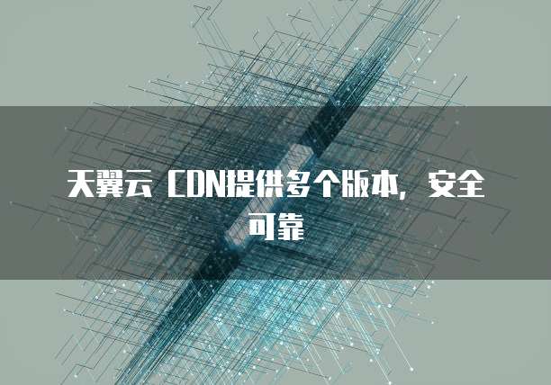 天翼云 CDN提供多个版本,安全可靠