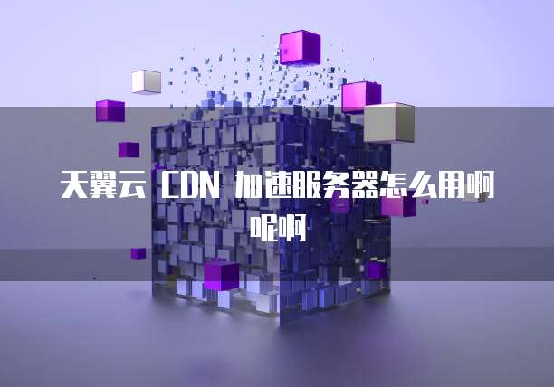 天翼云 CDN 加速服务器怎么用啊呢啊