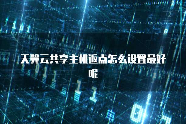 天翼云共享主机返点怎么设置最好呢