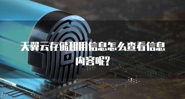 天翼云存储租用信息怎么查看信息内容呢?