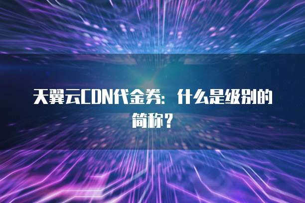 天翼云CDN代金券：什么是级别的简称？