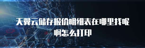 天翼云储存报价明细表在哪里找呢啊怎么打印