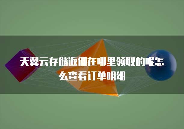 天翼云存储返佣在哪里领取的呢怎么查看订单明细