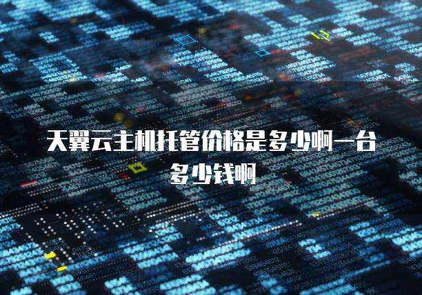 天翼云主机托管价格是多少啊一台多少钱啊