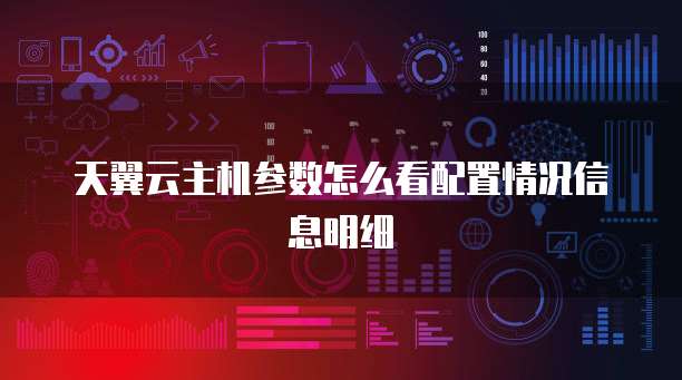 天翼云主机参数怎么看配置情况信息明细