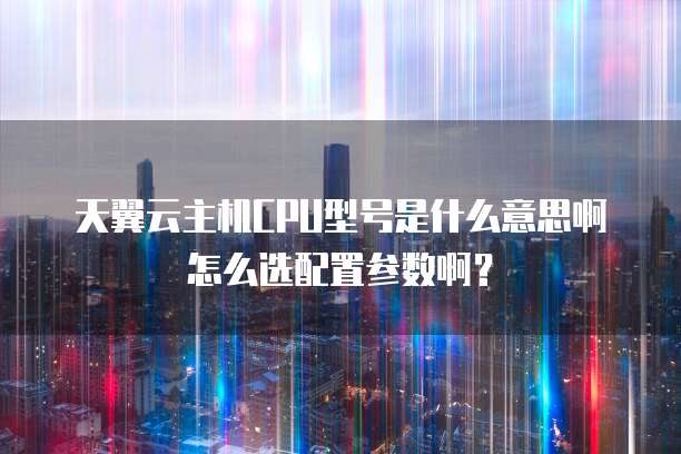 天翼云主机CPU型号是什么意思啊怎么选配置参数啊?