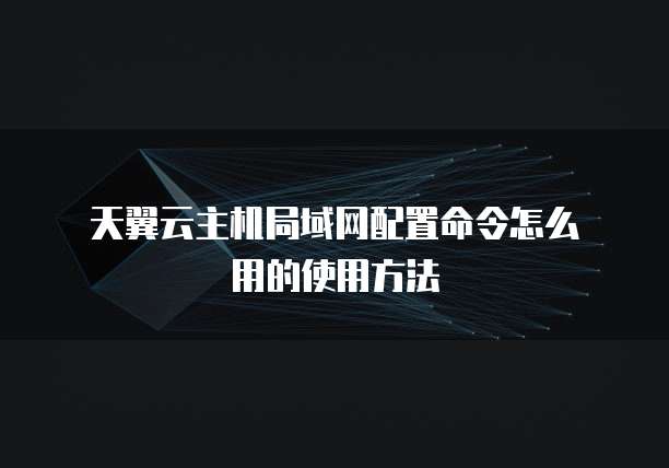  天翼云主机局域网配置命令怎么用的使用方法