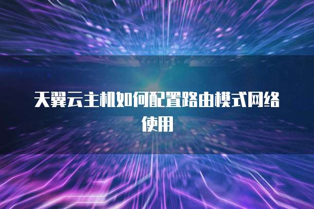 天翼云主机如何配置路由模式网络使用