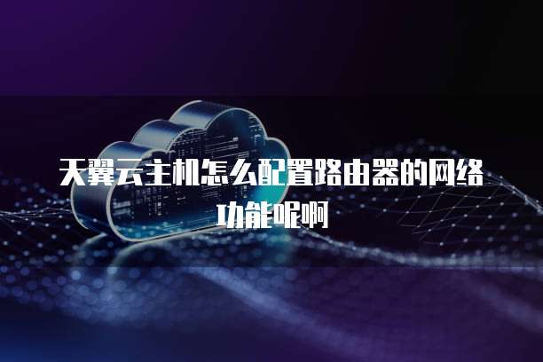 天翼云主机怎么配置路由器的网络功能呢啊