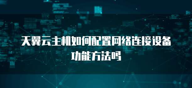 天翼云主机如何配置网络连接设备功能方法吗