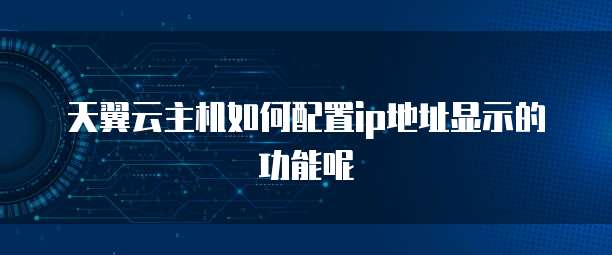 天翼云主机如何配置ip地址显示的功能呢