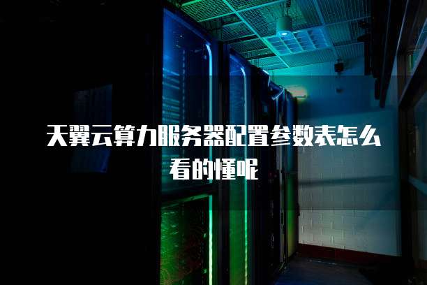 天翼云算力服务器配置参数表怎么看的懂呢