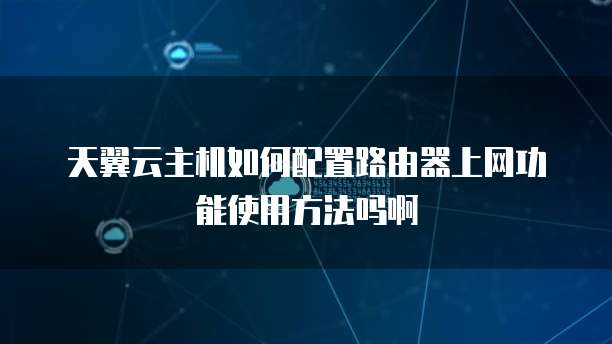 天翼云主机如何配置路由器上网功能使用方法吗啊