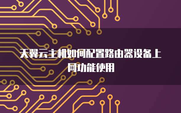 天翼云主机如何配置路由器设备上网功能使用