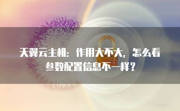 天翼云主机:作用大不大,怎么看参数配置信息不一样?