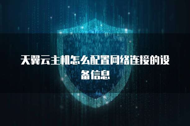 天翼云主机怎么配置网络连接的设备信息