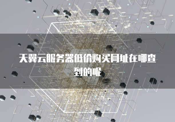 天翼云服务器低价购买网址在哪查到的呢
