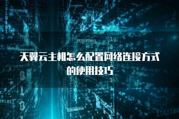 天翼云主机怎么配置网络连接方式的使用技巧