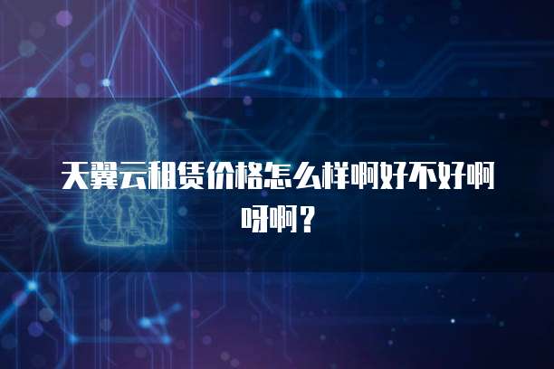 天翼云租赁价格怎么样啊好不好啊呀啊?