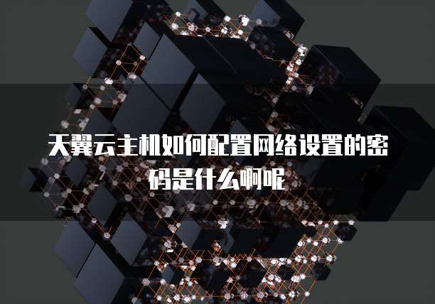 天翼云主机如何配置网络设置的密码是什么啊呢