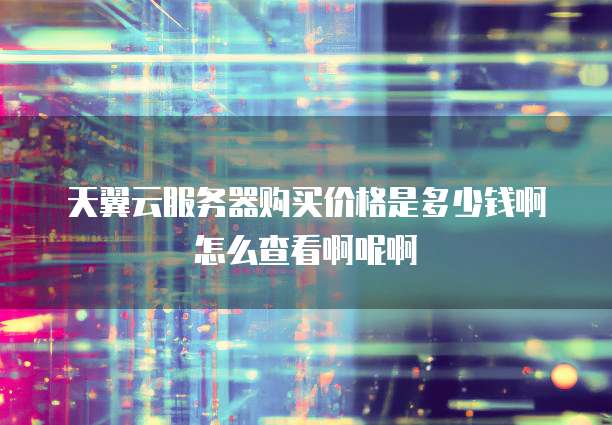天翼云服务器购买价格是多少钱啊怎么查看啊呢啊