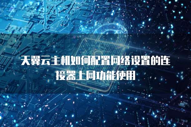 天翼云主机如何配置网络设置的连接器上网功能使用