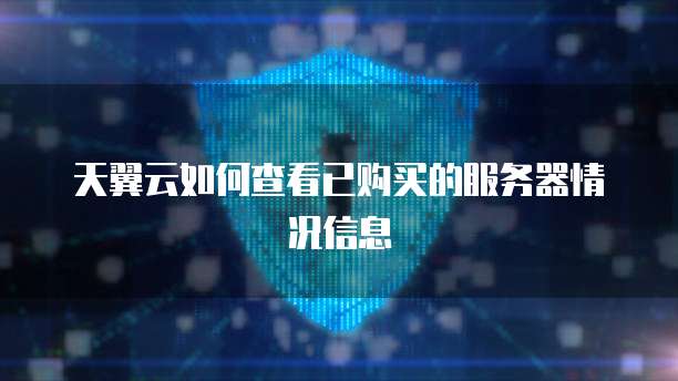 天翼云如何查看已购买的服务器情况信息
