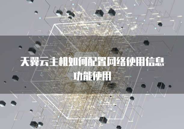 天翼云主机如何配置网络使用信息功能使用