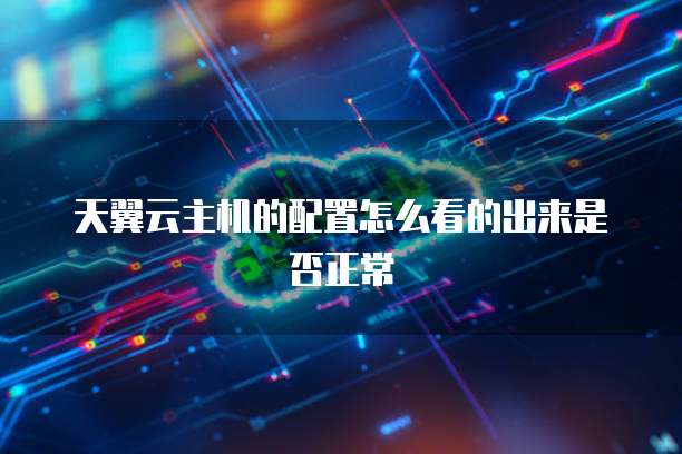 天翼云主机的配置怎么看的出来是否正常