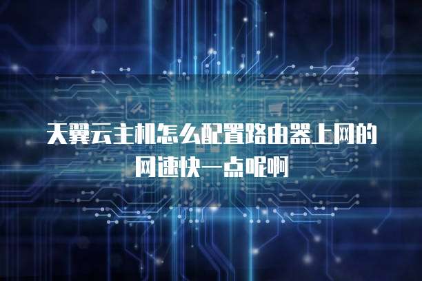 天翼云主机怎么配置路由器上网的网速快一点呢啊