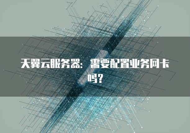 天翼云服务器:需要配置业务网卡吗?