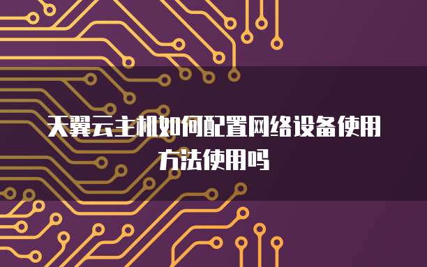天翼云主机如何配置网络设备使用方法使用吗