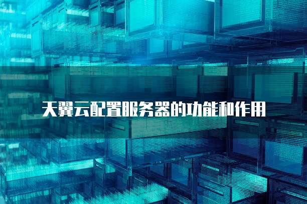 天翼云配置服务器的功能和作用