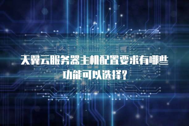 天翼云服务器主机配置要求有哪些功能可以选择?
