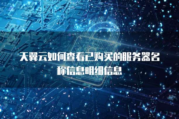 天翼云如何查看已购买的服务器名称信息明细信息