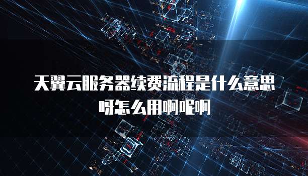 天翼云服务器续费流程是什么意思呀怎么用啊呢啊