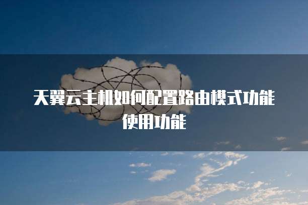 天翼云主机如何配置路由模式功能使用功能