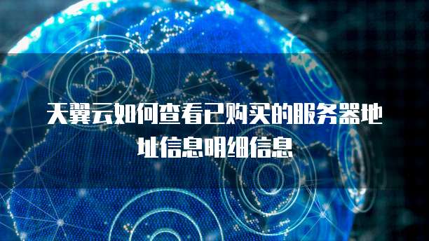 天翼云如何查看已购买的服务器地址信息明细信息