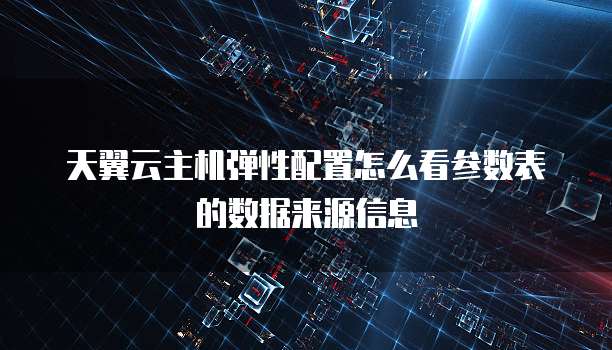 天翼云主机弹性配置怎么看参数表的数据来源信息