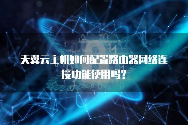 天翼云主机如何配置路由器网络连接功能使用吗?