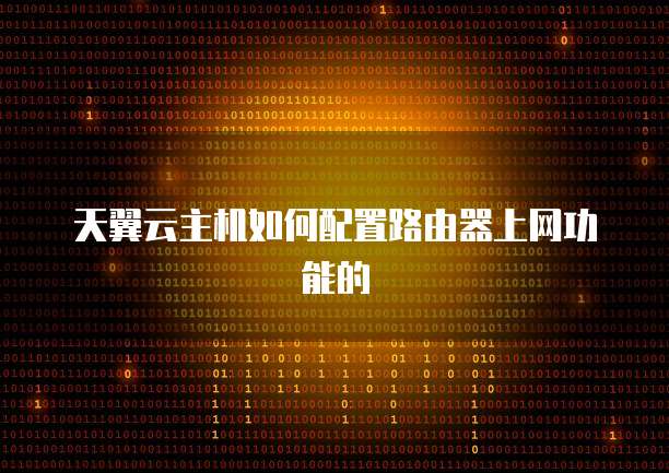 天翼云主机如何配置路由器上网功能的