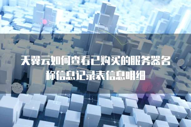 天翼云如何查看已购买的服务器名称信息记录表信息明细