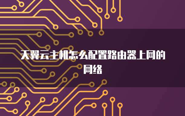 天翼云主机怎么配置路由器上网的网络