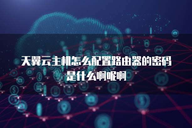 天翼云主机怎么配置路由器的密码是什么啊呢啊