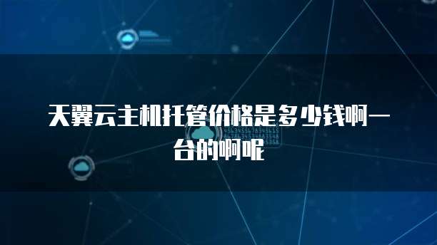 天翼云主机托管价格是多少钱啊一台的啊呢