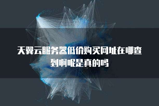 天翼云服务器低价购买网址在哪查到啊呢是真的吗