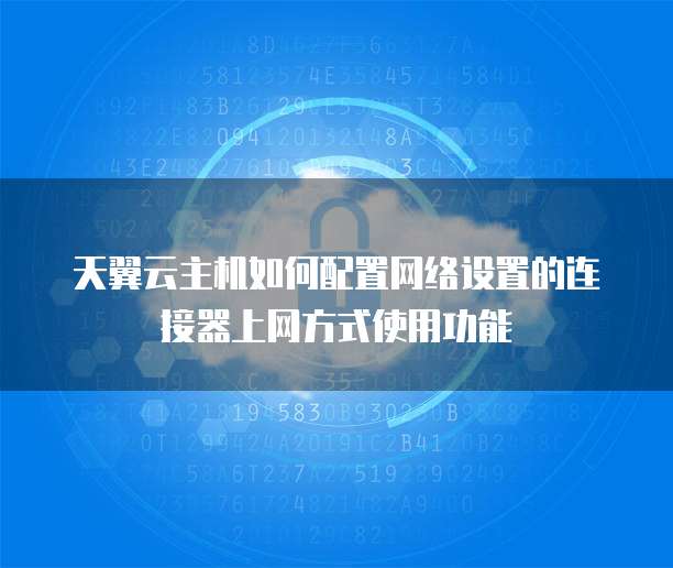 天翼云主机如何配置网络设置的连接器上网方式使用功能