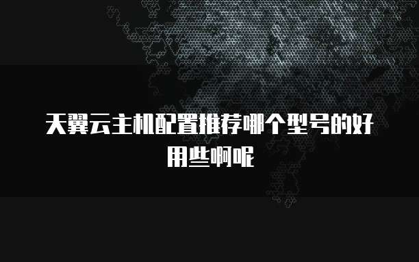 天翼云主机配置推荐哪个型号的好用些啊呢