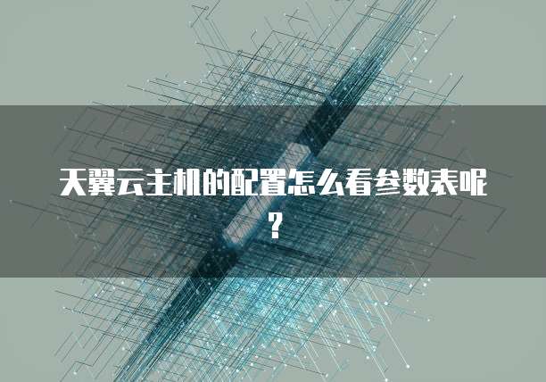 天翼云主机的配置怎么看参数表呢?