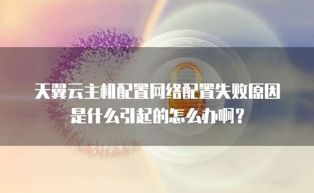 天翼云主机配置网络配置失败原因是什么引起的怎么办啊?